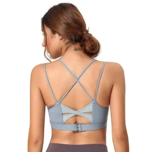 Sports Bra Plus Size Woman Fitness Bra Top Female Nylon Cross Straps Back Adjust - Picture 1 of 13