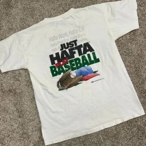 Vintage Just Hafta Play Baseball Tshirt Made In USA Size Large Single Stitch 701 - Picture 1 of 10