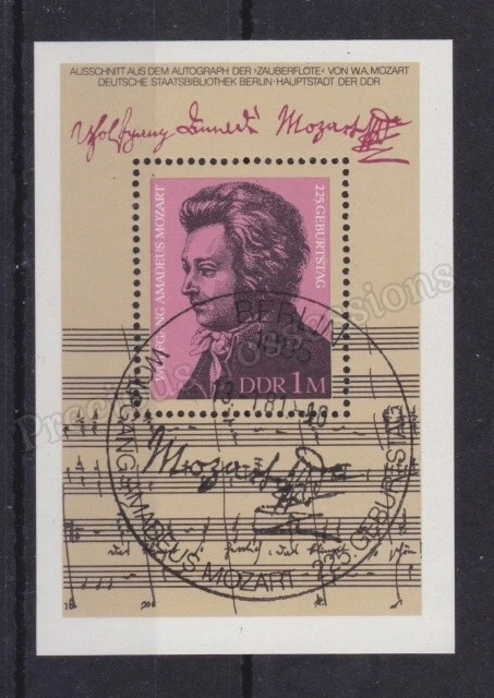 GERMANY DDR SG MSE2287 USED CTO STAMP SHEET 1981 MOZART FAMOUS PEOPLE - Image 1 of 1