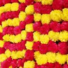 Artificial Marigold Garland - Pack of 5, Red & Yellow Flowers, Decorations