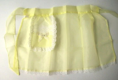 Delantal amarillo transparente con cinta ribete de encaje NOS sin usar Foto 1 de 3