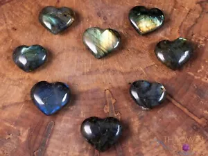 LABRADORITE Crystal Heart - Thin, Dark - Pastel Goth Gothic Home Decor, E0750 - Picture 1 of 10