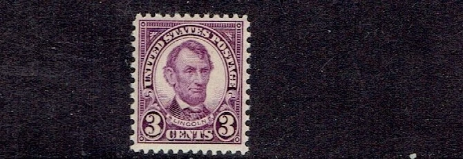 1926-8 U.S. CLASSIC 3c Violet Lincoln Rotary p.11x10 1/2  Sc#635 M/H/OG^ - Image 1 of 1