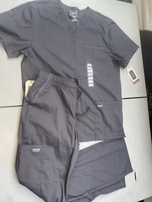 Cherokee Workwear Professionals V Neck Pewter Scrub Top And Pants Medium - Image 1 of 4