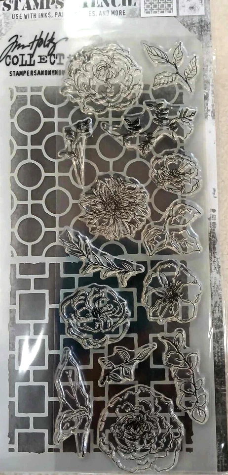 Estampadores Anónimos Tim Holtz Estampillas Plantilla Flores Hojas THMM161 Foto 1 de 1