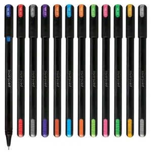 Pentonic Multicolor Gel Pen With Hard Box Case - Waterproof Gel Ink - 12 Pcs Set - Picture 1 of 5