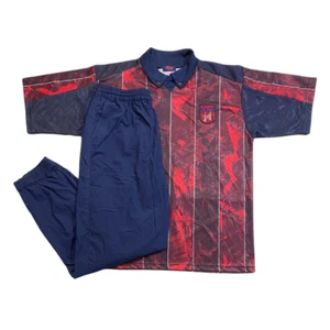 Cruyff Set Deportivo Años 90 Camiseta y Pantalón Largo Talla XL Rojo Azul Nuevo - Imagen 1 de 5
