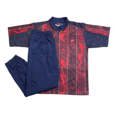 Cruyff Set Deportivo Años 90 Camiseta y Pantalón Largo Talla XL Rojo Azul Nuevo - Imagen 1 de 4
