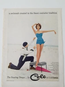 1954 Cole of California women's blue swimsuit Margot Fellegi design ad - Picture 1 of 1