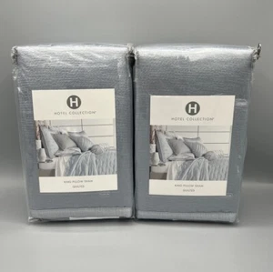 Hotel Collection Glint KING Quilted TWO SHAMS Lake Blue - Picture 1 of 4