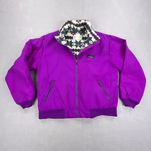 Vintage LL Bean Warm Up Jacket Women's Large Fuchsia Fleece Fair Isle Lined USA - Picture 1 of 13