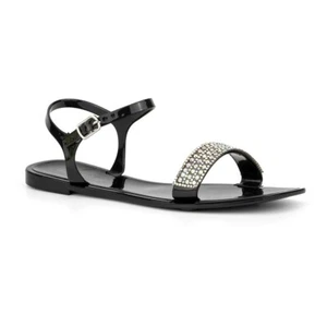 Olivia Miller Sandals Palizzi Jelly Open Toe Rhinestone Black Size 7 NWB - Picture 1 of 9