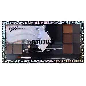 12 Colors Eyeshadow Eyebrow Powder Makeup Palette with Stencil Tweezer Brush Set - Picture 1 of 5