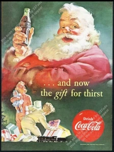 Coca-Cola Santa Haddon Sundblom 1952 arte Coca Cola Navidad vintage anuncio impreso - Imagen 1 de 7