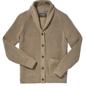 Cárdigan suéter para mujer C.C Filson Co. Wingham Island talla XS algodón tostado oscuro - Imagen 1 de 10