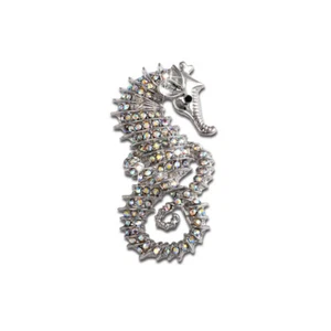 Zarte Vintage Seepferdchen Broschen Kristall Strass Brosche Anstecknadel Brustnadel - Bild 1 von 6