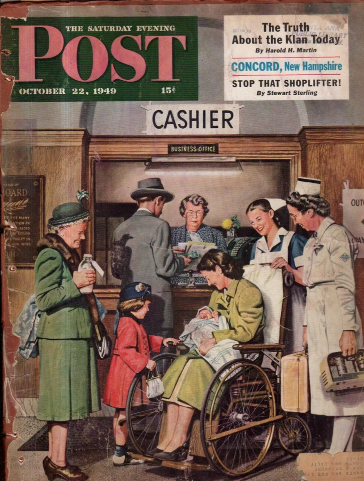 1949 Saturday Evening Post October 22 - Norwalk CT;Truth about KKK today;Concord - Image 1 of 1