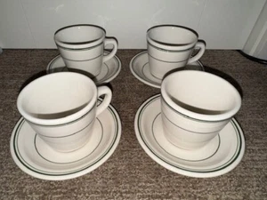 NOS 4 Homer Laughlin Green Stripe China Coffee Cup & Saucer Restaurant Ware #2 - Picture 1 of 9