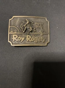 Vintage brass Roy Rogers Happy Trails Belt Buckle PPM Rare (needs cleaning) - Picture 1 of 8