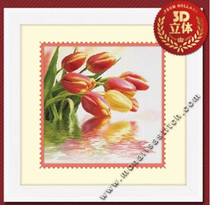"Tulip" printed color background cross stitch kits -56cm*56cm - Picture 1 of 3
