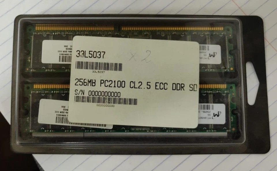 6x IBM 33L5037 09N4308 256MB DDR PC2100 CL2.5 ECC DDR SDRAM Server Memory Module - Image 1 of 2