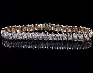 Vintage 6.30ct Diamond Set 14ct Gold Bracelet 18cm Long Val $13430 - Picture 1 of 8