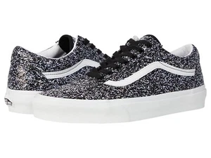 Vans off THE WALL shiny party black & true white Women's 7.5 - Picture 1 of 6