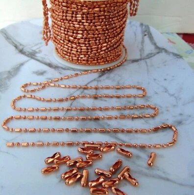 Pure COPPER Ball Chain  Bar + Ball Bead~ 2.4mm  w/ or w/o Connectors Made in USA - Image 1 of 4