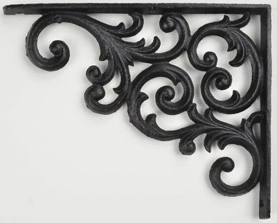 IMPORT WHOLESALES Decorative Cast Iron Shelf Bracket – 9.38" Heavy-Duty Ornate Wall Support Scroll