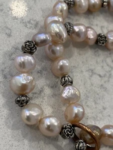 Freshwater Pearl Double Strand Rose Gold Pinkish Pearl Bracelet - Picture 1 of 6