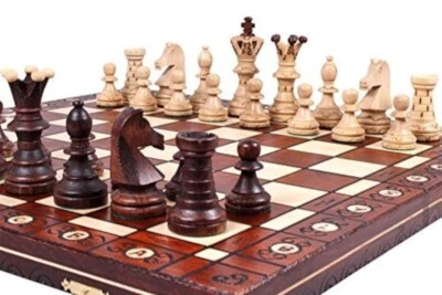 Handmade In Eastern Europe Deluxe Wood Chess Set 21" x 21" Board King 4.33" Tall - Image 1 of 4