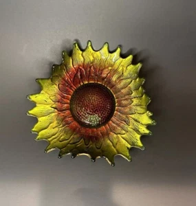 Antique Goofus Glass Plate Sunflower Decorated Colored EAPG Northwood Plate - Picture 1 of 11