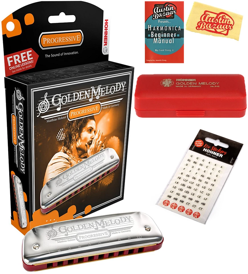 Hohner 544 Golden Melody Harmonica - Key of C w/ Key Stickers