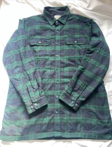 LL Bean Hemd Herren Größe Large Tall blau grün kariert Flanell gefüttert Knopfleiste - Bild 1 von 21
