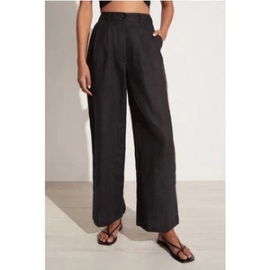 Anthropologie Faithful The Brand Circa Pants Black Size 6/M Linen Wide Leg Chic - Picture 1 of 13