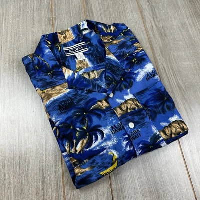 Vintage Y2K 90s Op Shirt Men’s L Hawaiian Camp Collar Rayon Ocean Pacific Blue  - Image 1 of 4