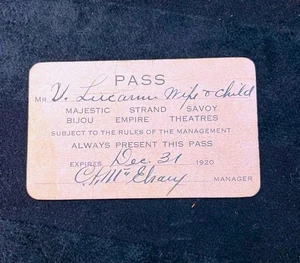 1920 Movie Pass ~ Majestic / Strand / Savoy / Bijou / Empire Theatres - Picture 1 of 2