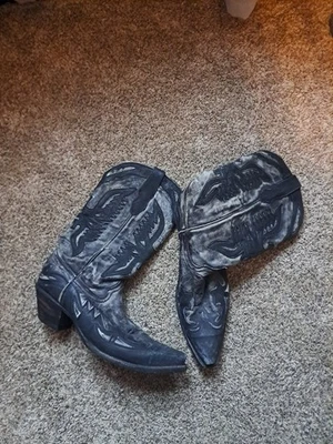 Corral Boots Wingtip Charcoal Distressed Black Womens Size 11 M R2398 - Image 1 of 4