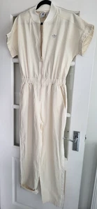 Adidas cream canvas jumpsuit logo stud detail size 10 UK - Picture 1 of 10