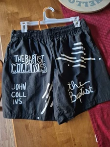 BNWT The Baptist “John Collins” AOP Shorts Mens M  Black w/ Orange Drawstrings🔥 - Picture 1 of 3