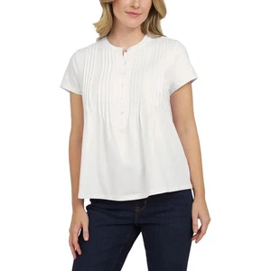 Nuevo sin etiquetas Top Lands' End para mujer L blanco pintuck botón delantero - Imagen 1 de 11