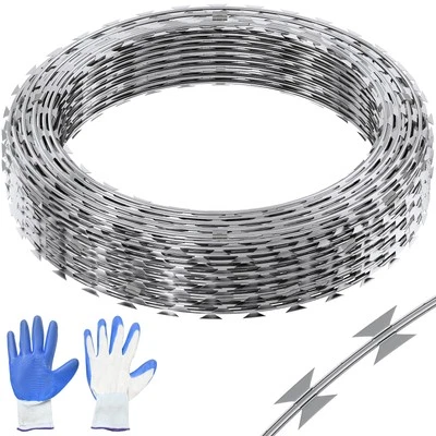 Razor Wire Razor Barbed Wire 98ft 2 Rolls Razor Wire Fencing Double Spiral - Image 1 of 4