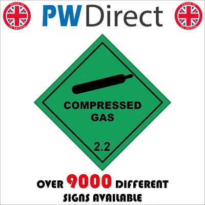 SIGN Compressed Gas 2.2 Green Diamond Placard Welding Cutting HA267P - Image 1 of 4