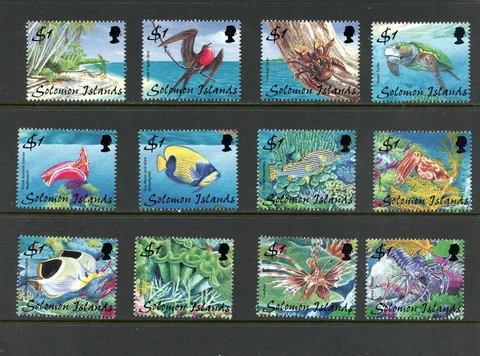 Q948   Solomon Islands  1999    fish marine birds  turtles   12v.  MNH Cover