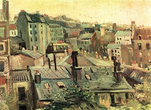 Overlooking the rooftops of Paris by Vincent Van Gogh Giclee Repro on Canvas - Picture 1 of 1