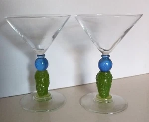 2 Gafas Martini Richard Jolley Bombay Negro Polinesio Hombre y Vástago Globo Firmado - Imagen 1 de 7