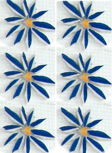 Broken China Mosaic Tiles, Flower Daisy 9 COLOR Variations, 6 Flowers in One Set