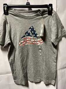 Adidas Boys Gray American Flag Short Sleeve Crew Neck T Shirt Size 7 - Picture 1 of 2