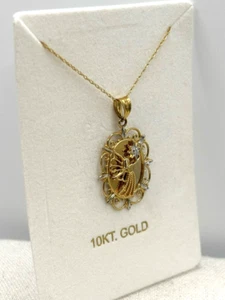 Vintage Michael Anthony 10k zweifarbig Gold Diamant Engel Anhänger Halskette Neu im Karton - Bild 1 von 23
