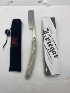 KRIEGAR #KG101 Straight Razor & Pouch. Faux Pearl Handle - Picture 1 of 4